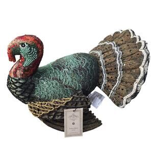 NWT John Derian for Target Beaded Turkey Decorative Pillow